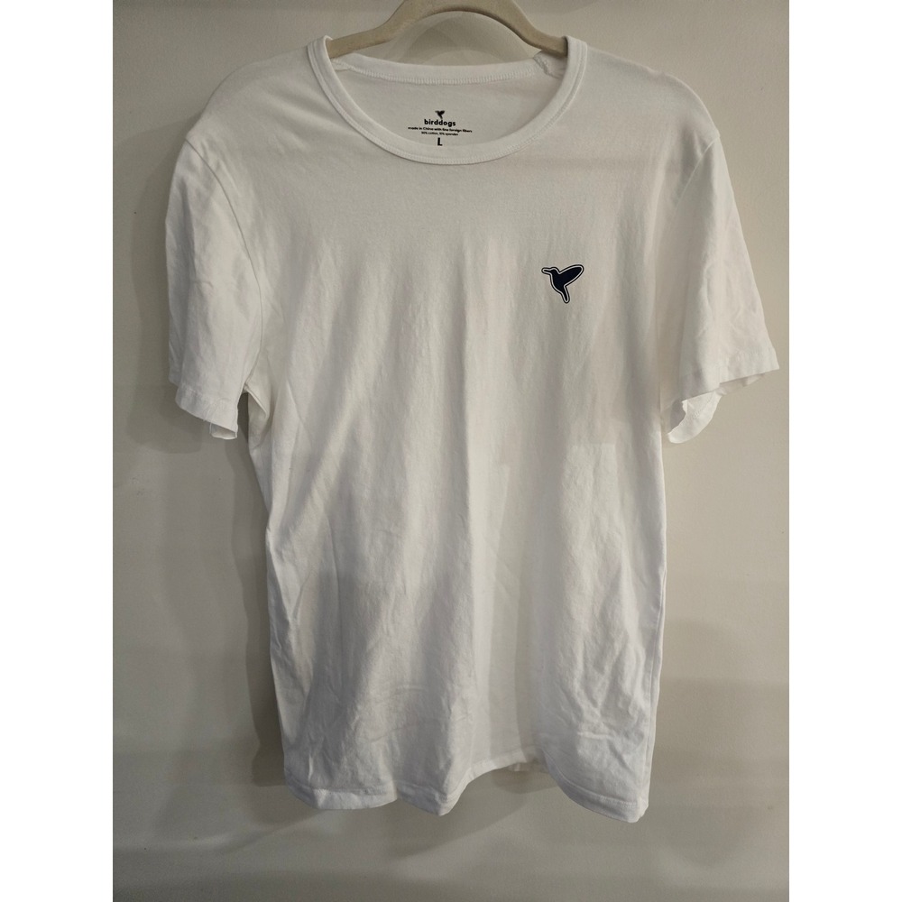BirdDogs Men's White Graphic T-Shirt Size L Palm‎ Tree Tropical Logo Tee
